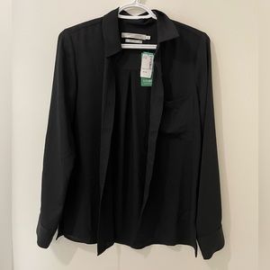 XS black button down blouse